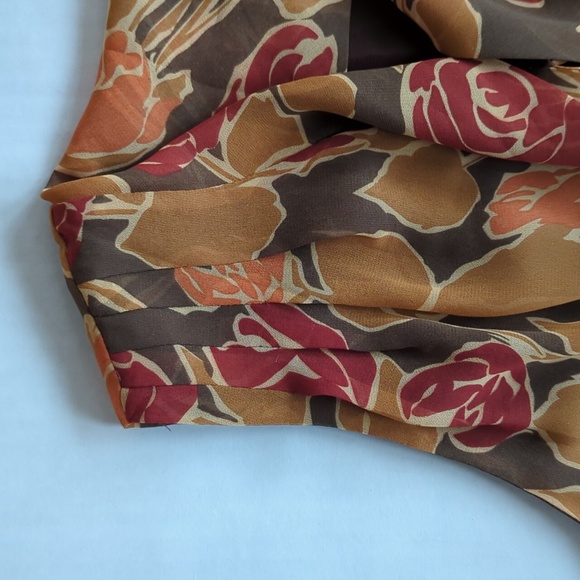 Isaac Mizrahi Floral Flowy Sleeveless Lined Dress 8 Brown Red Orange - Picture 13 of 16